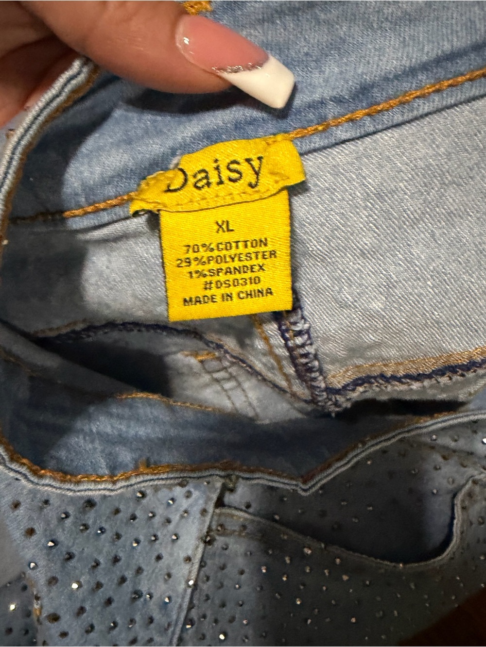 Daisy Light Blue Sparkly Denim Mini Skirt - Picture 3 of 3